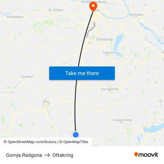 Gornja Radgona to Ottakring map