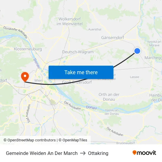 Gemeinde Weiden An Der March to Ottakring map