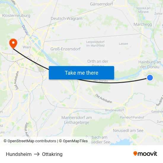 Hundsheim to Ottakring map