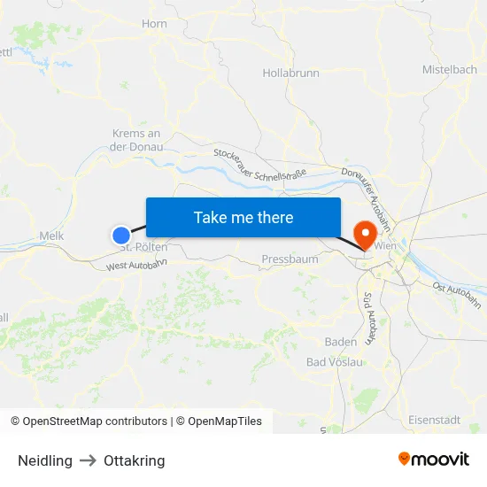 Neidling to Ottakring map