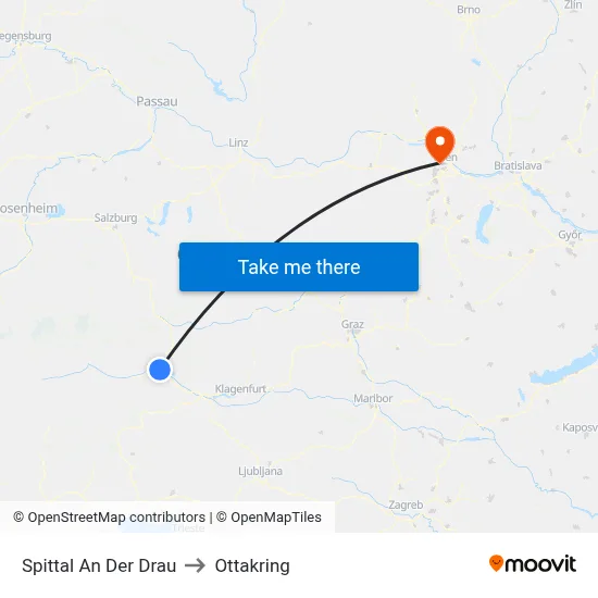 Spittal An Der Drau to Ottakring map