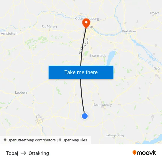 Tobaj to Ottakring map