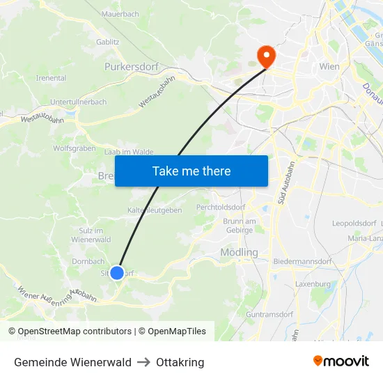 Gemeinde Wienerwald to Ottakring map