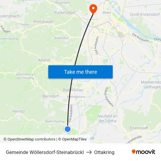 Gemeinde Wöllersdorf-Steinabrückl to Ottakring map