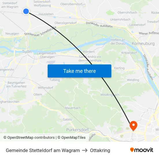 Gemeinde Stetteldorf am Wagram to Ottakring map