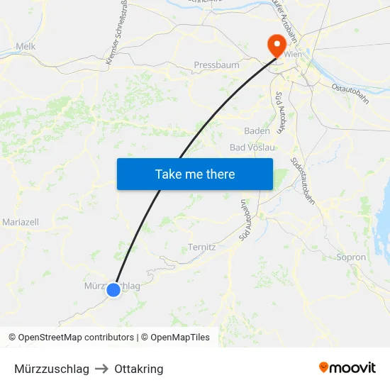 Mürzzuschlag to Ottakring map