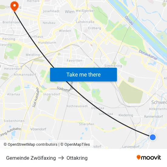 Gemeinde Zwölfaxing to Ottakring map