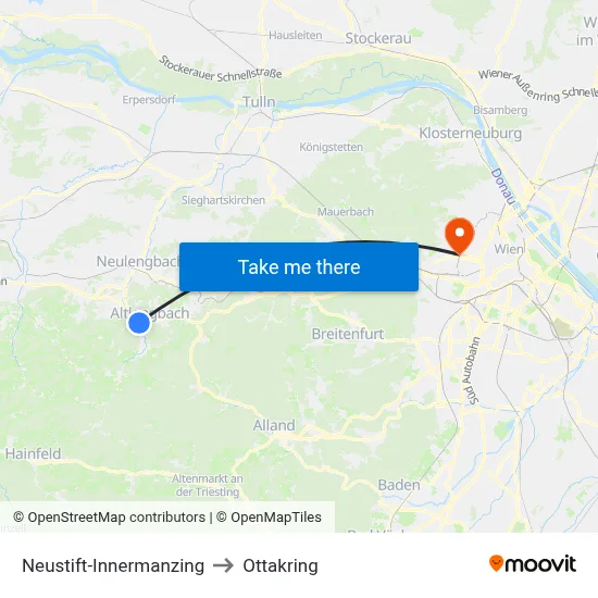 Neustift-Innermanzing to Ottakring map