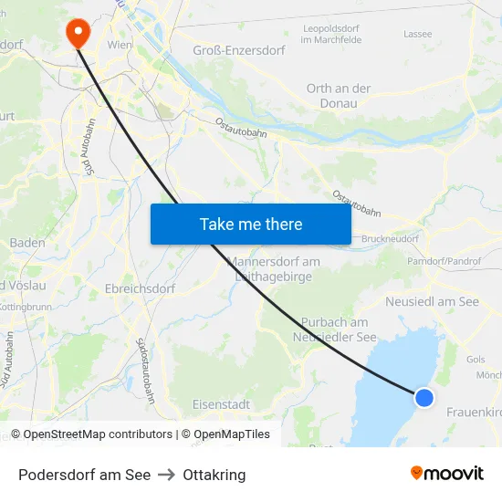 Podersdorf am See to Ottakring map