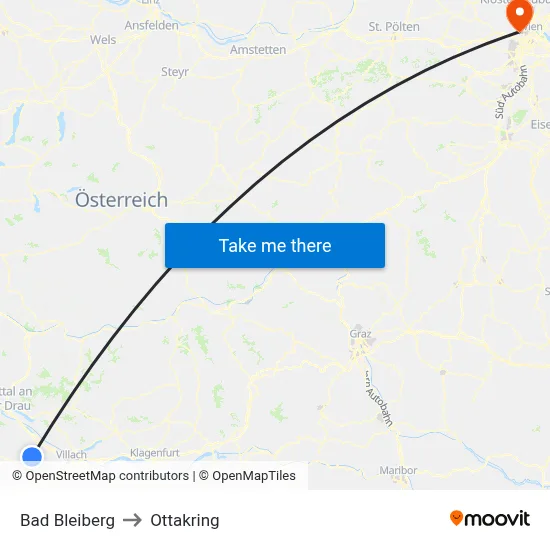 Bad Bleiberg to Ottakring map