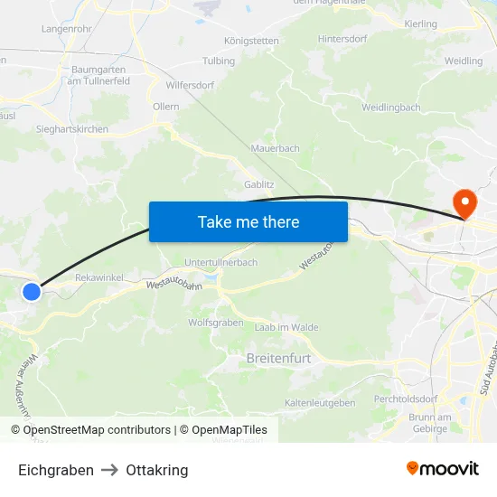 Eichgraben to Ottakring map