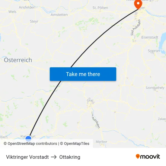Viktringer Vorstadt to Ottakring map