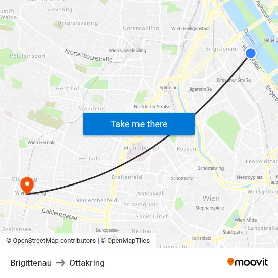 Brigittenau to Ottakring map