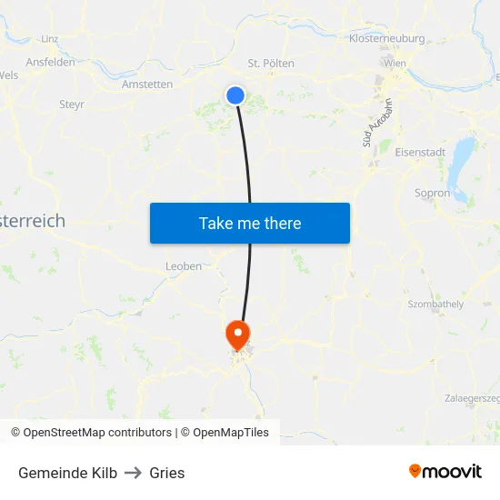 Gemeinde Kilb to Gries map