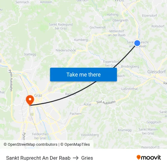 Sankt Ruprecht An Der Raab to Gries map