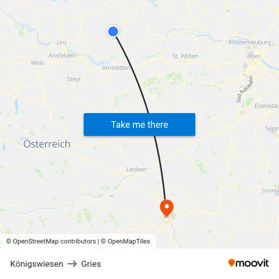 Königswiesen to Gries map