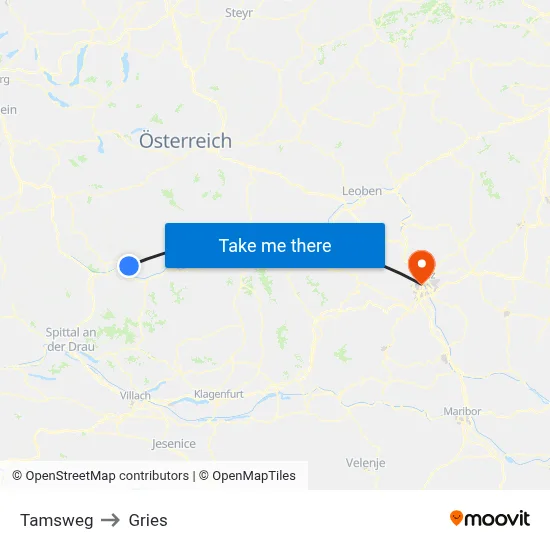 Tamsweg to Gries map