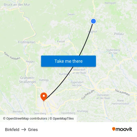 Birkfeld to Gries map
