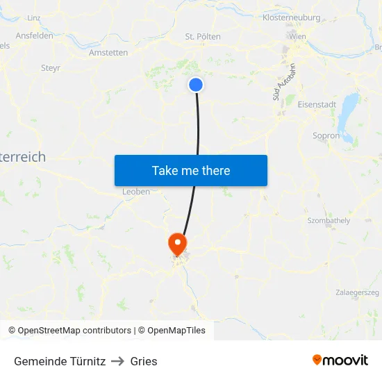 Gemeinde Türnitz to Gries map