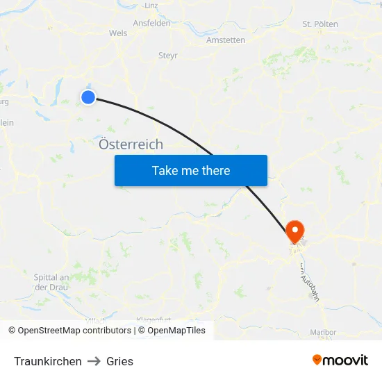 Traunkirchen to Gries map