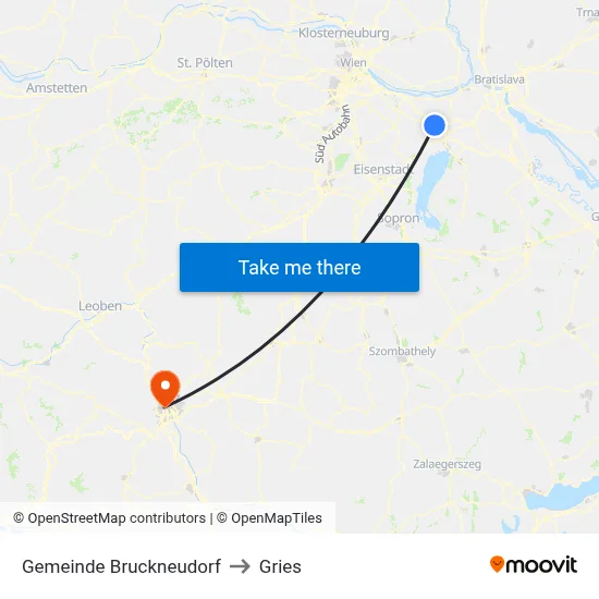 Gemeinde Bruckneudorf to Gries map