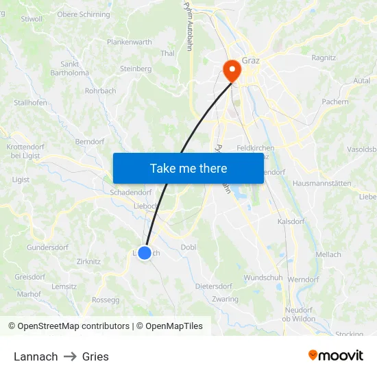 Lannach to Gries map