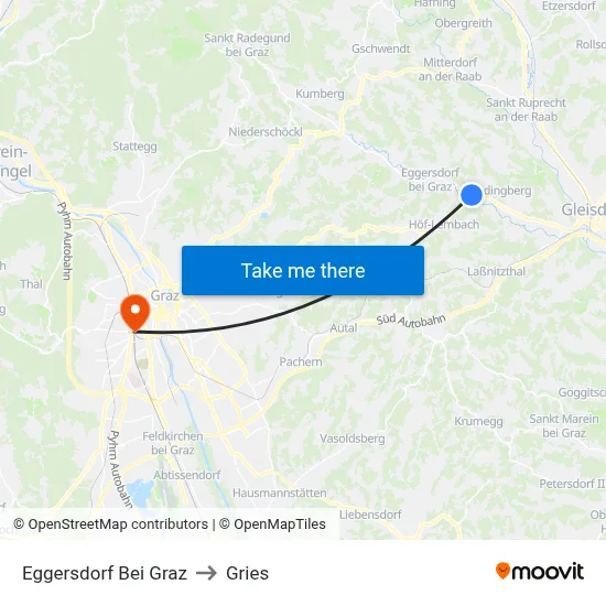 Eggersdorf Bei Graz to Gries map
