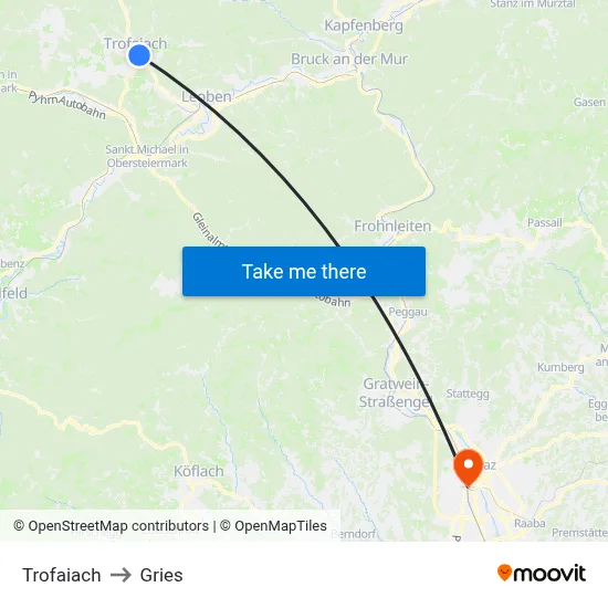 Trofaiach to Gries map
