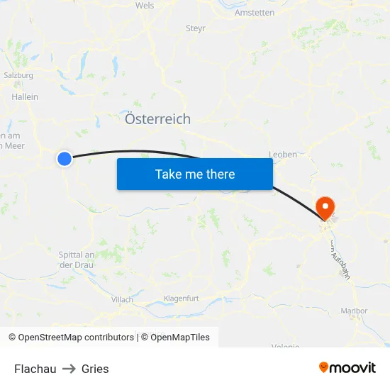 Flachau to Gries map