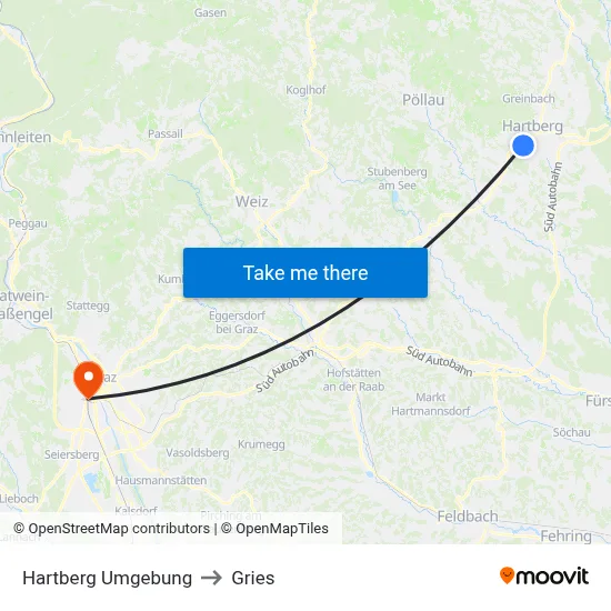 Hartberg Umgebung to Gries map