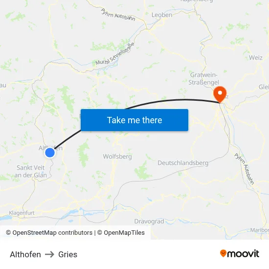 Althofen to Gries map