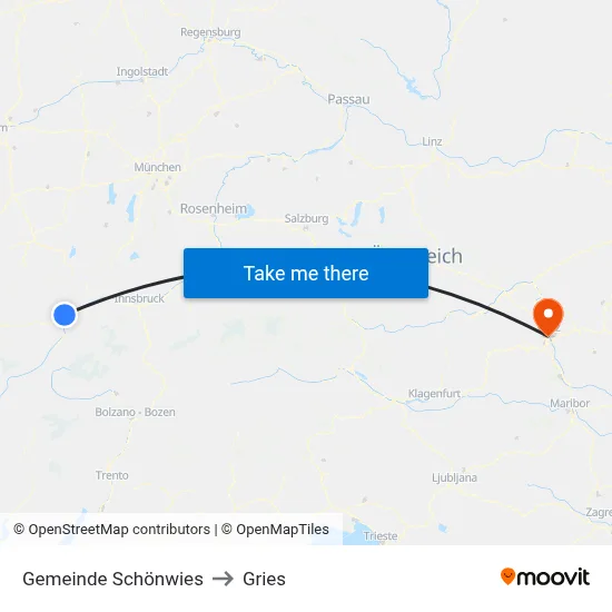 Gemeinde Schönwies to Gries map