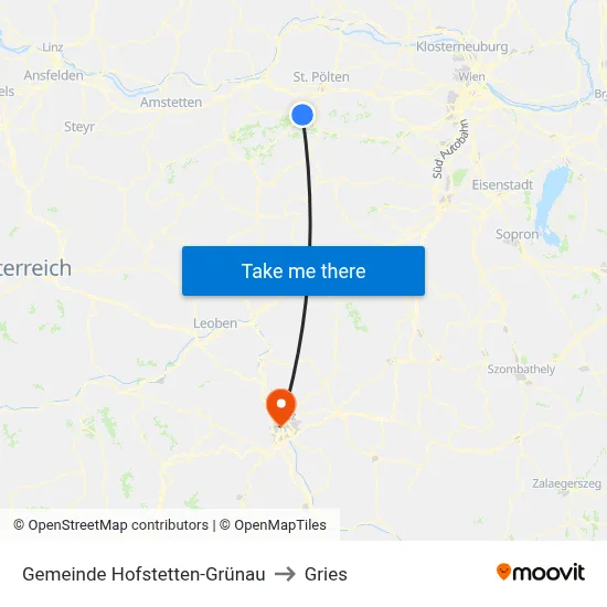Gemeinde Hofstetten-Grünau to Gries map