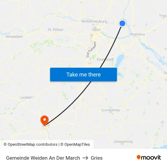 Gemeinde Weiden An Der March to Gries map