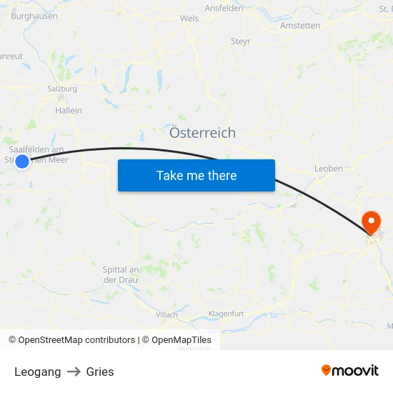 Leogang to Gries map