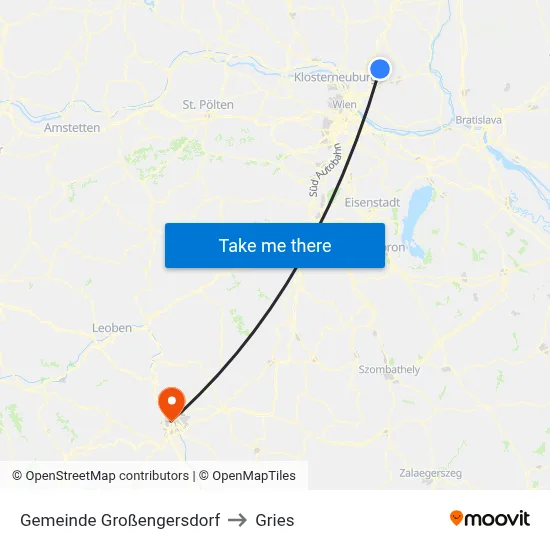 Gemeinde Großengersdorf to Gries map