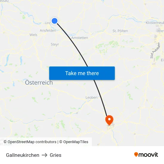 Gallneukirchen to Gries map