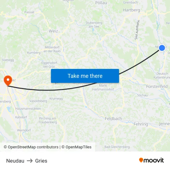 Neudau to Gries map