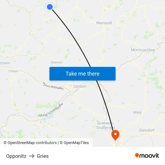 Opponitz to Gries map