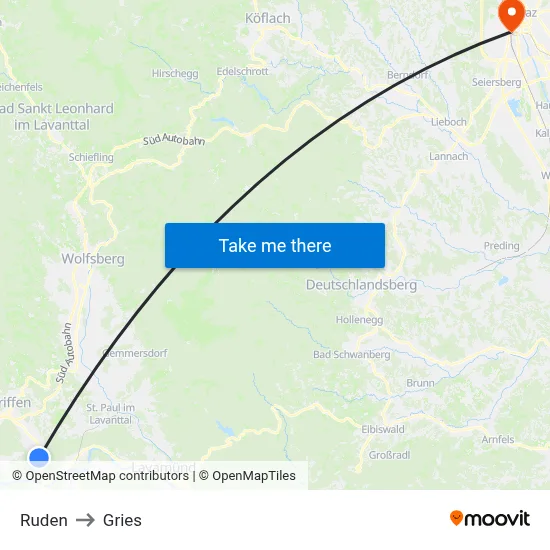 Ruden to Gries map
