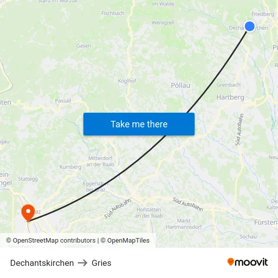Dechantskirchen to Gries map