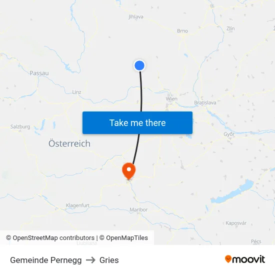 Gemeinde Pernegg to Gries map