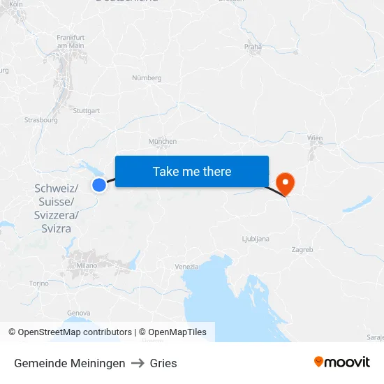 Gemeinde Meiningen to Gries map