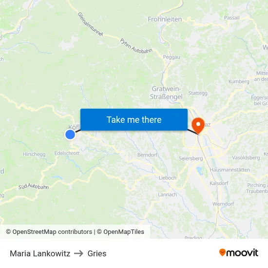 Maria Lankowitz to Gries map