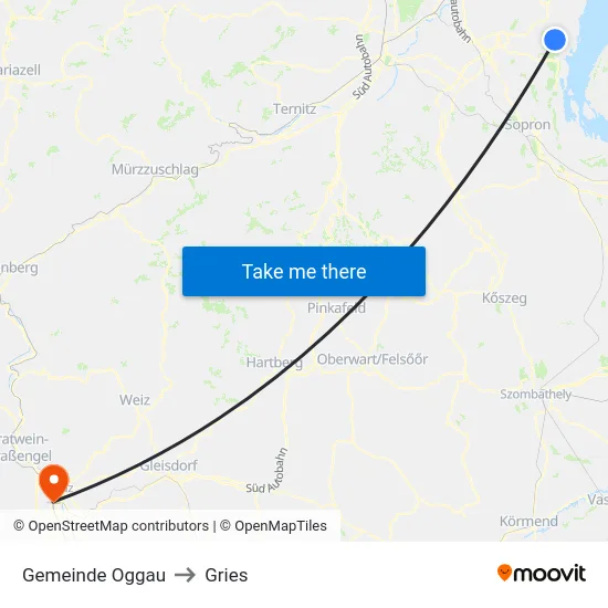 Gemeinde Oggau to Gries map