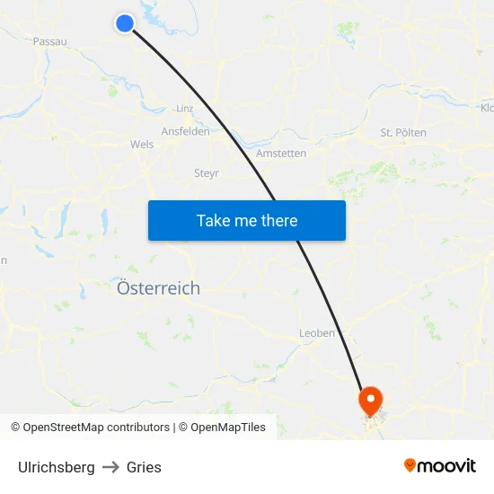 Ulrichsberg to Gries map