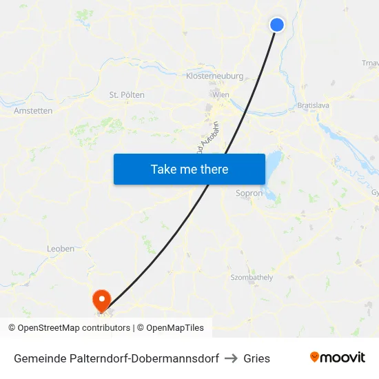Gemeinde Palterndorf-Dobermannsdorf to Gries map