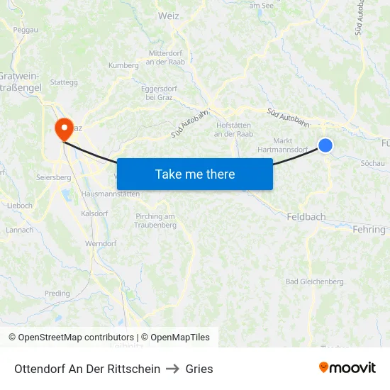 Ottendorf An Der Rittschein to Gries map