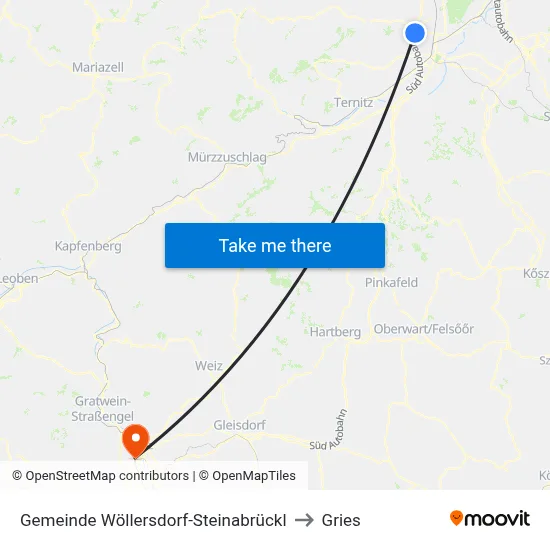 Gemeinde Wöllersdorf-Steinabrückl to Gries map