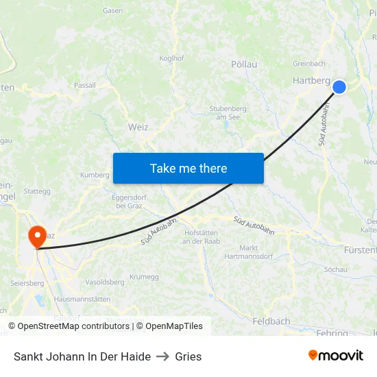 Sankt Johann In Der Haide to Gries map